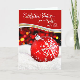 för farbror jul Cheer Red Snowflake Ornament Helgkort