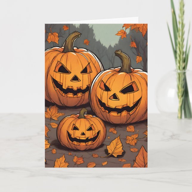 För farföräldrar Halloween Jack o' Lantern ler Kort (Framsida)