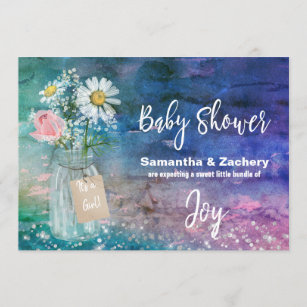 För färgrik lantlig blom- baby shower Masonburk Inbjudningar