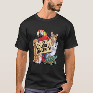 för Färgrik Mångfald Papegoja Hund Katt Kanin Sköl T Shirt