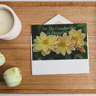 För farmors Gult Dahlias Blommigt Mors dag Kort