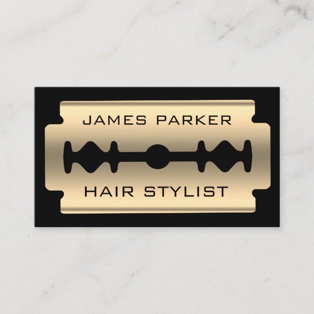 För Fauxbarberare för rakblad guld- stylist för Visitkort (Framsida)