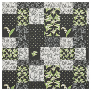 För FauxPatchwork för liljekonvalj blom- svart Tyg