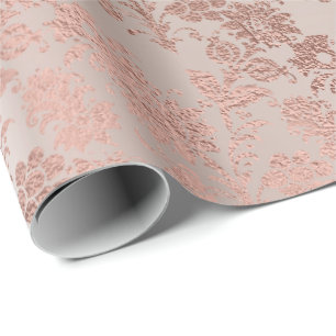 För FauxVIP för rodna rosa ros guld- blom- Presentpapper