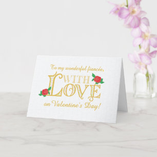 För Fiancee Valentines day med Röd ros-kort Kort