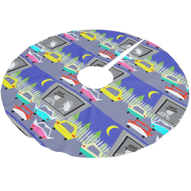 För filmjulgran för liten stad drive-in- kjol julgransmatta borstad polyester (Vinklad)