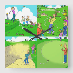 För fina Tecknader av Golf. Fyrkantig Klocka