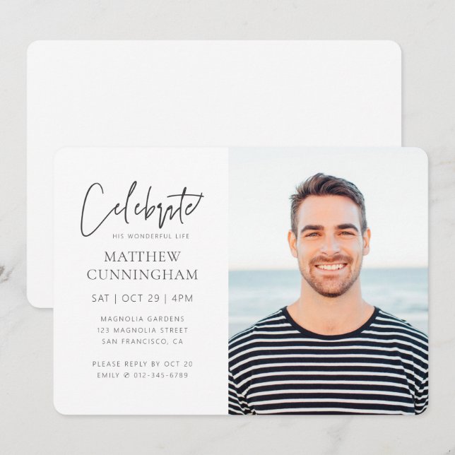 För Firande i Life Modern Simple Photo Inbjudningar (Fram/baksida)