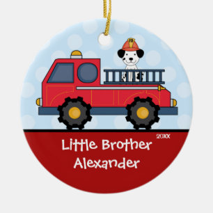 För Firetruck för broderjul lite prydnad Julgransprydnad Keramik