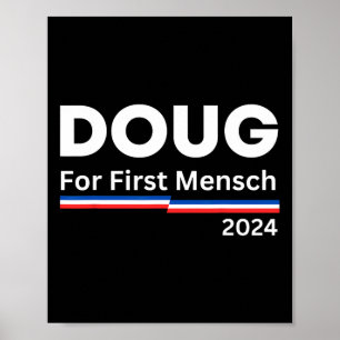 För First Mensch Yiddisk Pun Kamala Harris Hebrew Poster