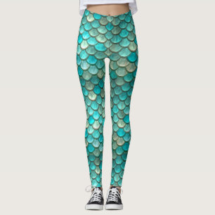 För fiskfjäll för sjöjungfru minty grönt mön leggings
