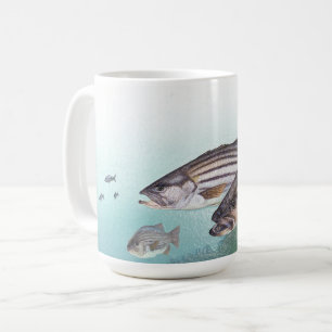 För fiskhav för hav fiske görad randig bas- mug kaffemugg