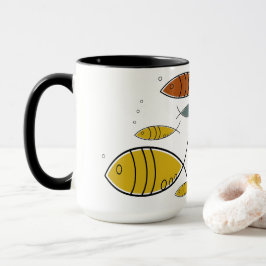För fisksimning för mitt- århundrade modernt Retro Mugg