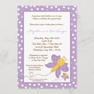 för fjärilsbaby shower för vår 5x7 purpurfärgad inbjudningar