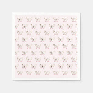 För fjärilsmönster för elegant rodna rosa pappersservett