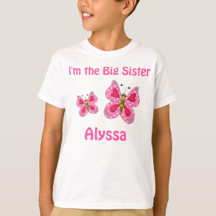 För fjärilspersonlig för storasyster rosa skjor t-shirt