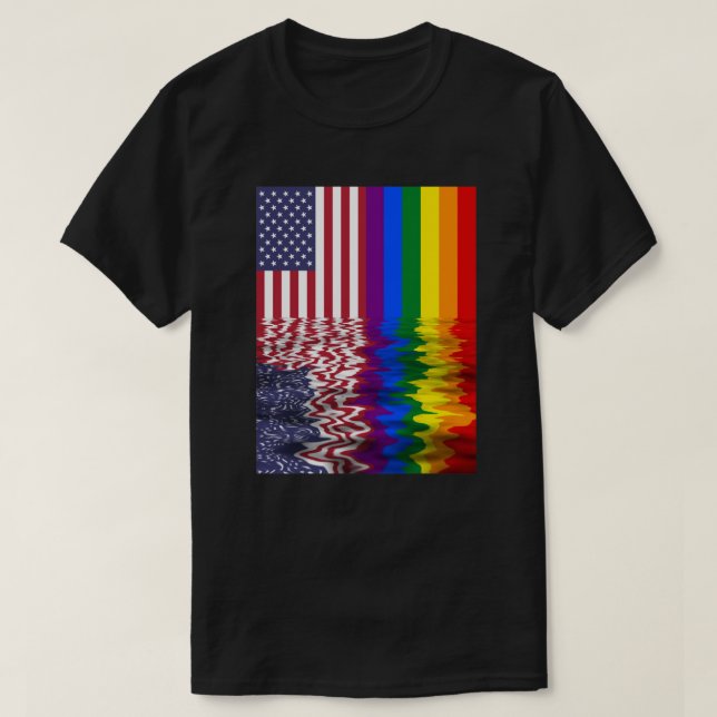 För flaggapride för amerikanska flaggan LGBT T Shirt (Design framsida)
