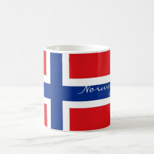 För flaggasouvenir för norge norsk mugg