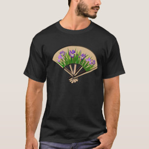 För fläktdesign för purpurfärgad Iris japansk Tee