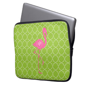 För Flamingolimefrukt för Monogram rosa grönt Laptop Fodral