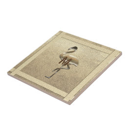 För FlamingoMonogram för chic guld- Look glansig Kakelplatta