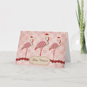 För Flamingosgod jul för vintage rosa kort