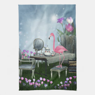 För FlamingoTea för underland rosa kökshandduk för