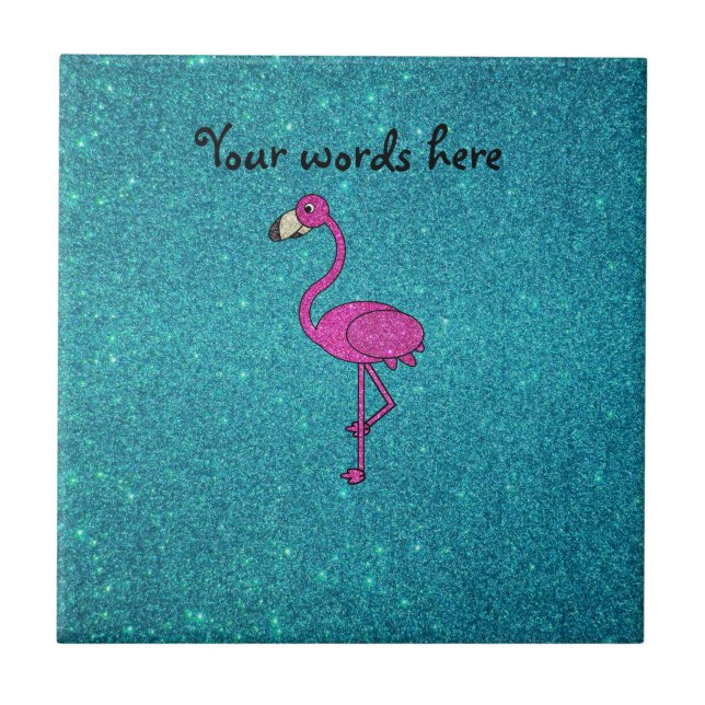 För flamingoturkos för glitter rosa glitter kakelplatta (Framsidan)