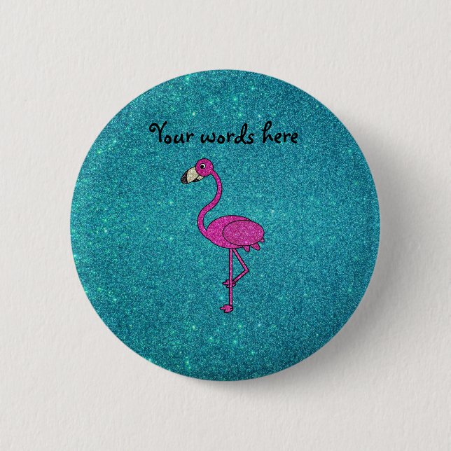 För flamingoturkos för glitter rosa glitter knapp (Framsida)