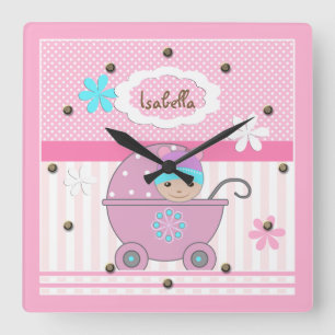 För flicka fyrkantig klocka