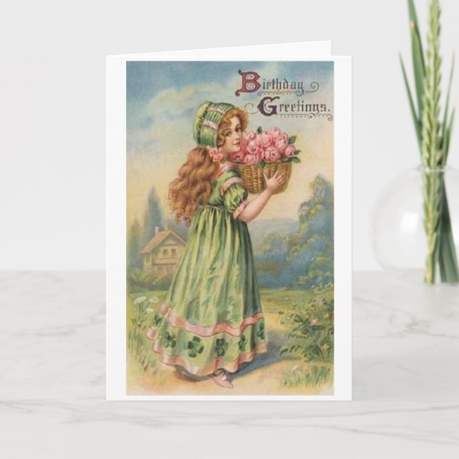 För flickafödelsedag för Victorian irländskt kort (Framsida)