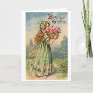För flickafödelsedag för Victorian irländskt kort