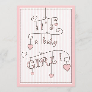 För flickamobil för älskling rosa baby shower inbjudningar