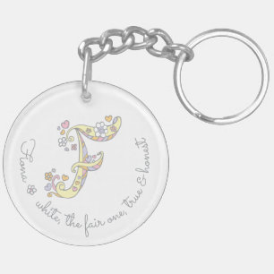 För flickapersonlig för namn initial F keychain