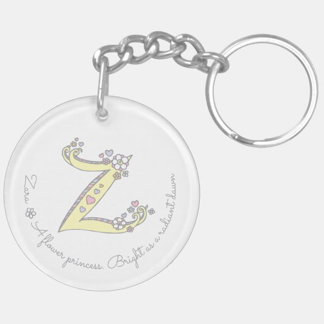 För flickazara för namn initial Z keychain för (Vänster Baksida)