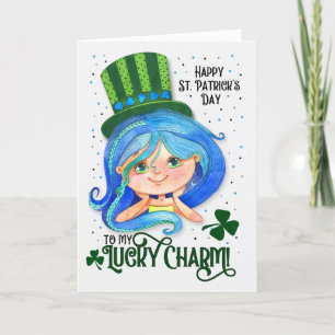För flickorna St. Patrick's Day Cute Irish Lass Helgkort