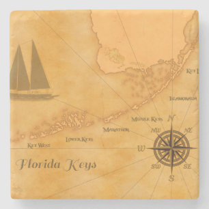 För Florida för vintage nautisk karta nycklar Stenunderlägg