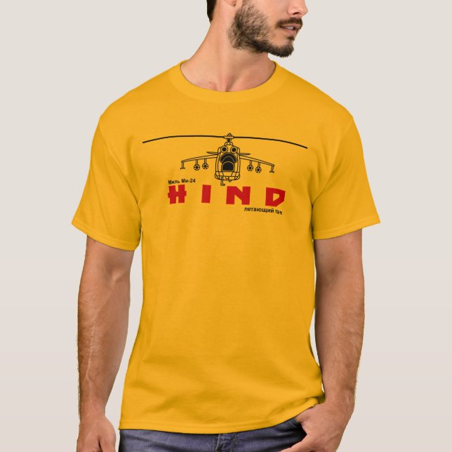 För FLYGVAPENATTACK för MIL Mi-24 HIND RYSK T Shirt (Framsida)