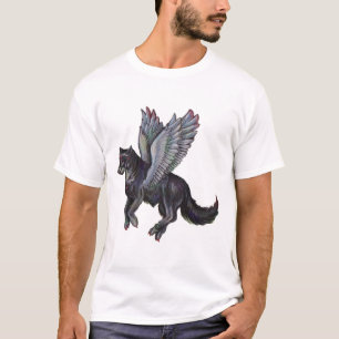 För flygvarg för grå färg påskyndad svart vin t shirt