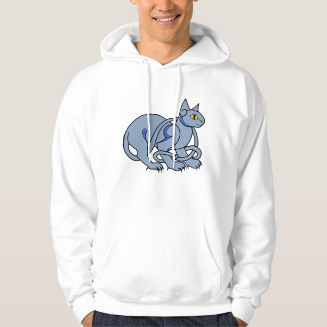 För fnurrablått för medeltida konst Celtic katt Hoodie (Framsida)