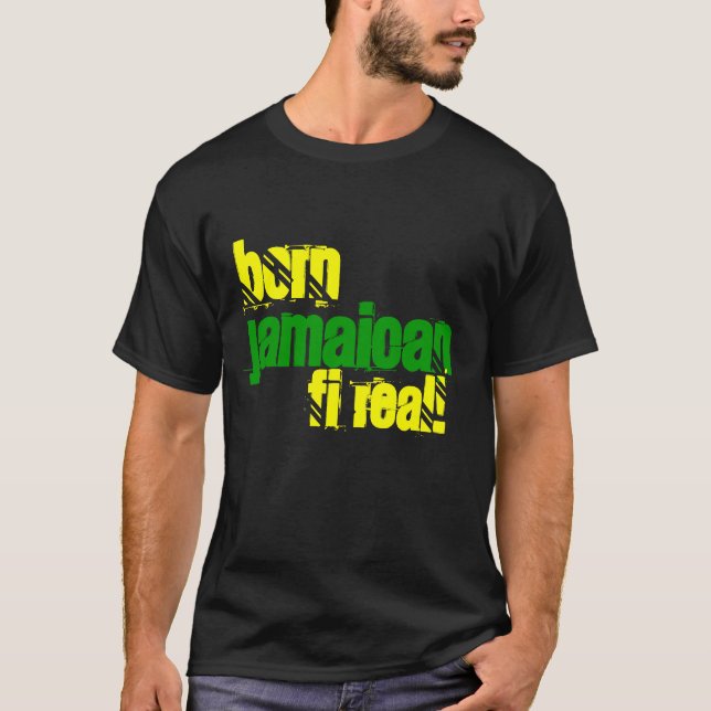 För född jamaikan verklig Jamaica T-tröja för Fi T-shirt (Framsida)