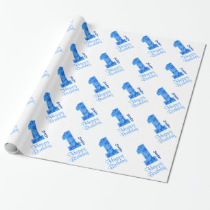 För födelsedaganpassningsbar för BLÅTT CAMO f Presentpapper
