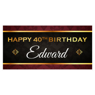 För födelsedagbaner för guld svart rött party