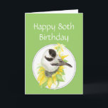 För födelsedagChickadee för anpassningsbar 80th Kort<br><div class="desc">80th FödelsedagChickadee & trädgårds- fågelnatur för solros,  djurliv</div>