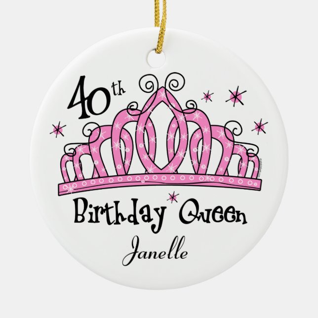 För födelsedagdrottning för Tiara 40th LT Julgransprydnad Keramik (Framsidan)