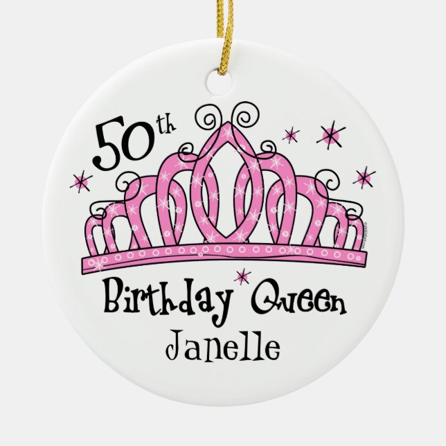 För födelsedagdrottning för Tiara 50th LT Julgransprydnad Keramik (Framsidan)