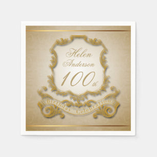 För födelsedagfirande för guld 100. servetter f