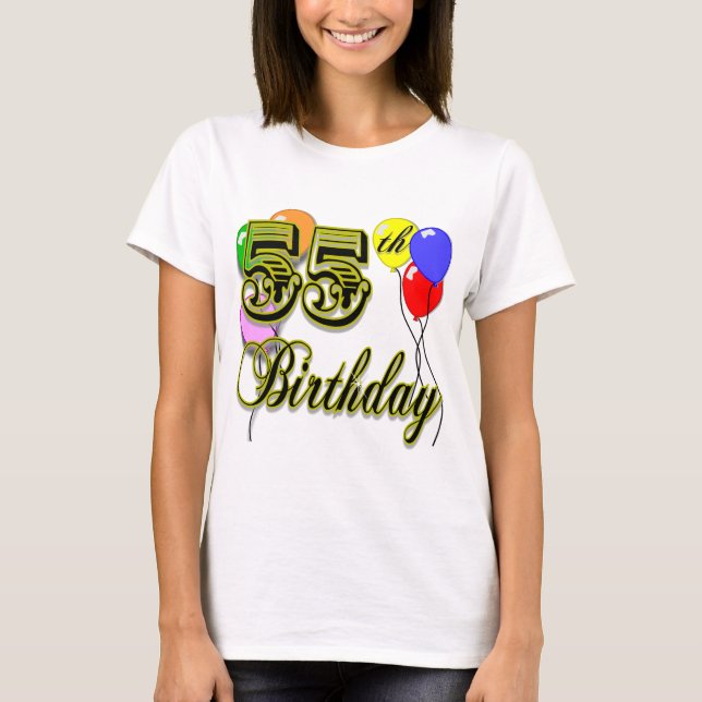 För födelsedagfirande för lycklig 55th T-tröja T-shirt (Framsida)