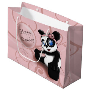 För födelsedaggåva för rosa Panda stor blom- p