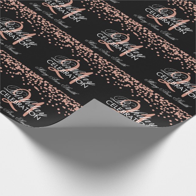 För födelsedagglitter för rosa guld 21st svart för presentpapper (Hörn)